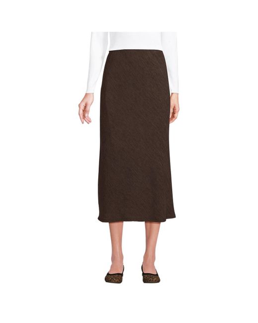 Lands' End Brown Crinkle Midi Skirt