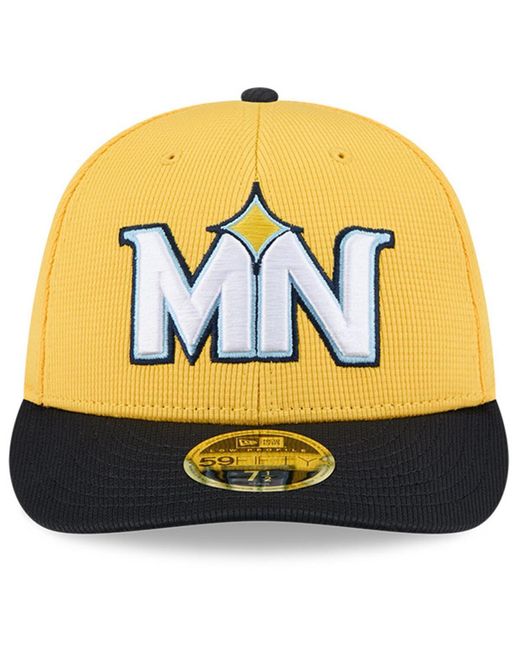KTZ Metallic Yellow/black Minnesota Twins City Connect Batting Practice Low Profile 59fifty Fitted Hat for men
