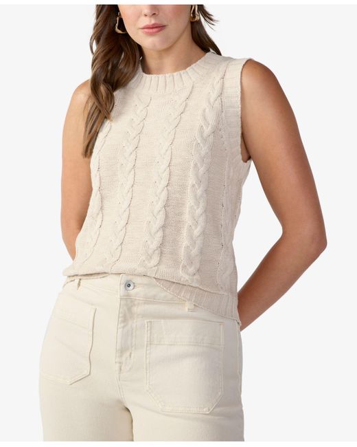 Sanctuary Cotton Cable-knit Sweater Vest in White | Lyst