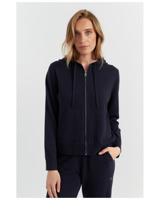 Chinti & Parker Blue Pure Cashmere Zip Hoodie