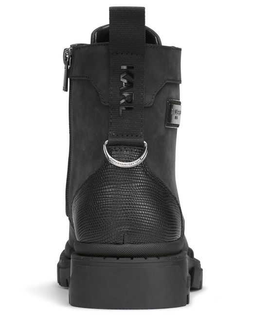 Karl Lagerfeld Black Round Toe Work Boots for men