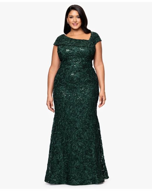 green lace plus size dress Green Plus Size Long Flowy Prom Dress With Lace Bustier And Corset Back main image 0