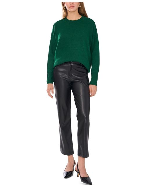 Vince Camuto Green Cozy Crewneck Long-sleeve Extend-shoulder Sweater