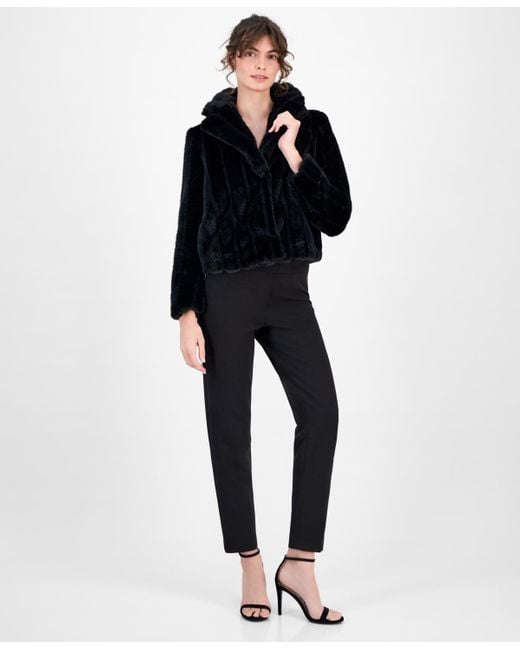 Anne Klein Black Cropped Faux Fur Jacket P Xxs Xxl