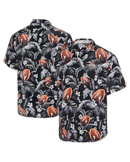 Tommy Bahama Black Ohio State Buckeyes Veracruz Cay First Down Blooms Button-up Shirt for men