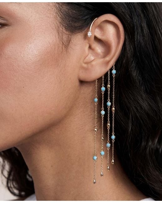 Ettika White Linear Chains Statement Ear Cuff