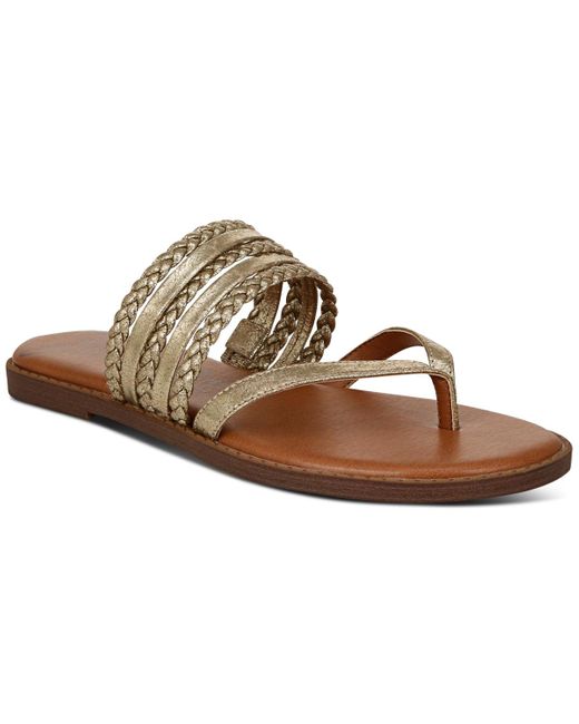 Zodiac Brown Cary Braided Strappy Thong Flip Flop Slide Sandals