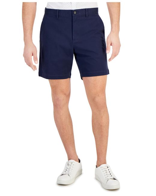 Michael Kors Blue Slim-fit Stretch Herringbone Twill 7" Shorts for men