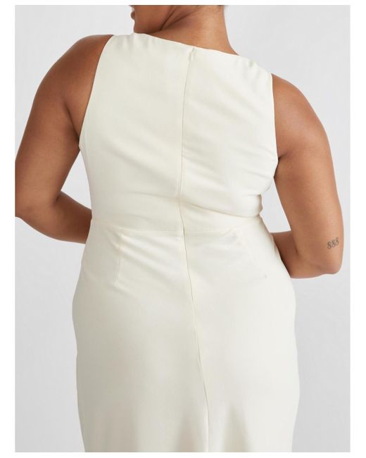 Six Stories White Cowl Front Crepe Bridesmaid Dress