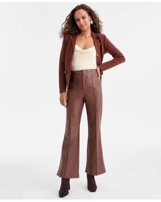 INC International Concepts Petite Faux-leather Flared Pants