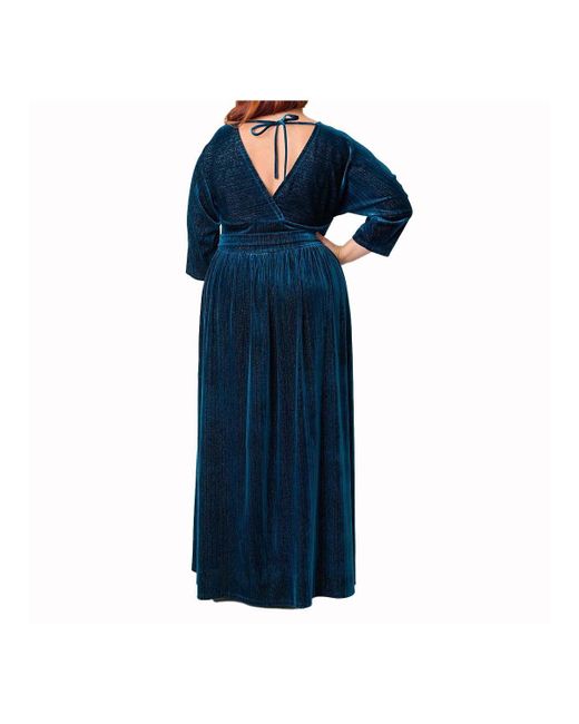 Unique Vintage Plus Size 3/4 Sleeve Batwing Maxi Dress in Blue | Lyst