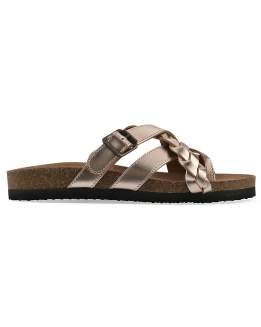 White Mountain Brown Harrington Round Toe Flat Sandals