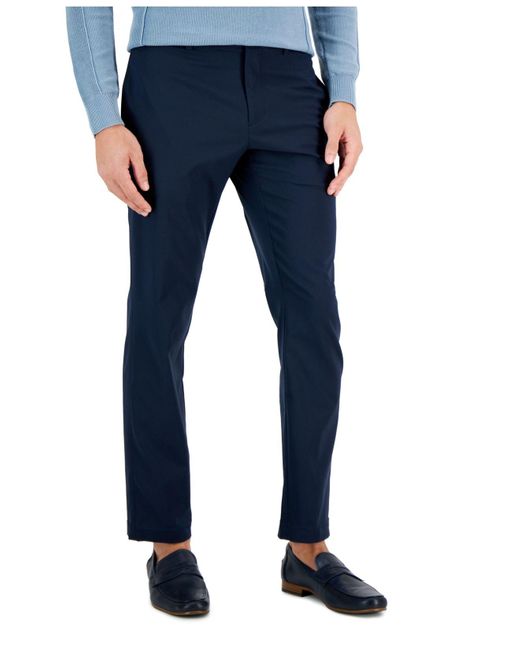 Perry Ellis Portfolio Slim-fit Solid Stretch Pants in Blue for Men | Lyst