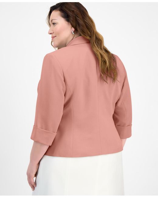Shawl Collar Kasper Pink Blazer Kasper Single-Button Shawl-Collar