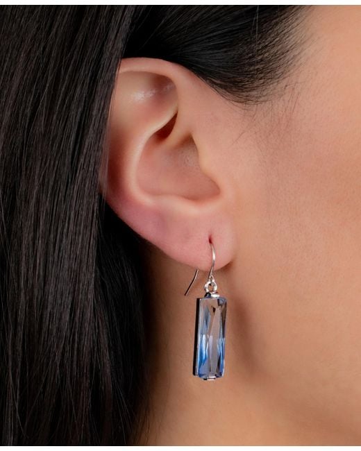 Macy's Blue Ombre Crystal Rectangle Drop Earrings