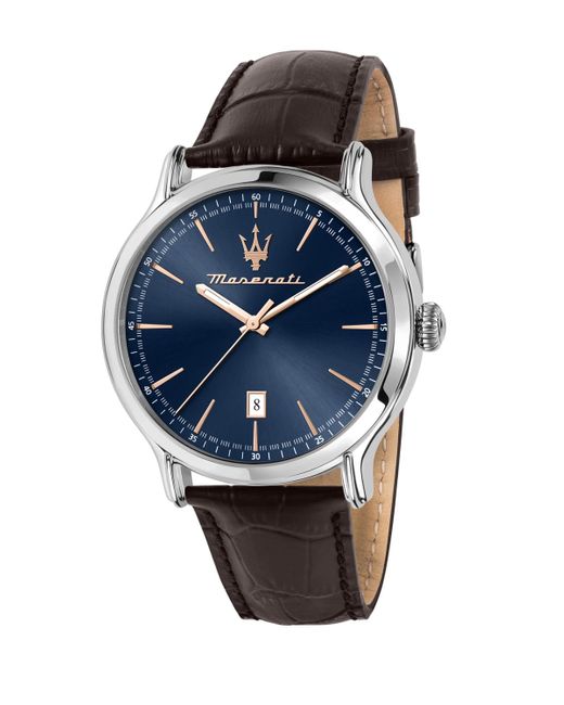 Maserati Blue Date Leather Watch for men