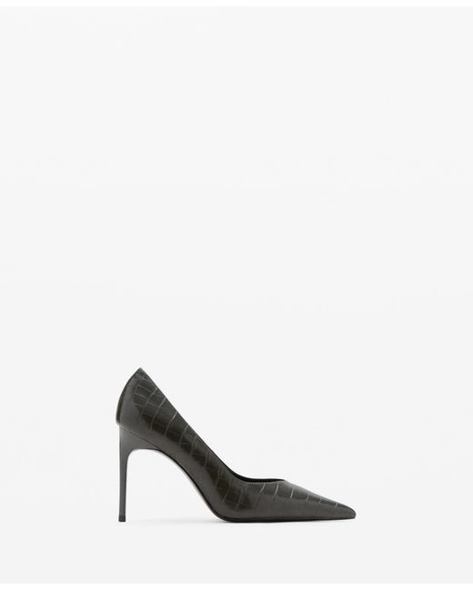 Mango Black Croc-effect Heeled Shoes