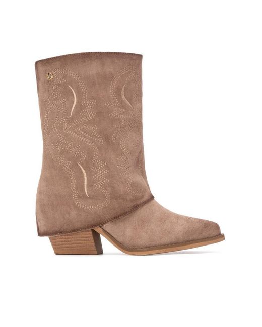 Xti Brown Suede Foldover Booties By
