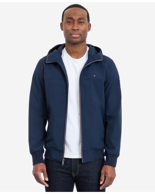 Tommy Hilfiger Blue Hooded Softshell Jacket for men