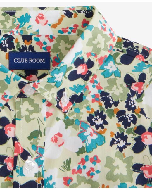 Club Room Blue Derek Floral Button-down Poplin Shirt for men