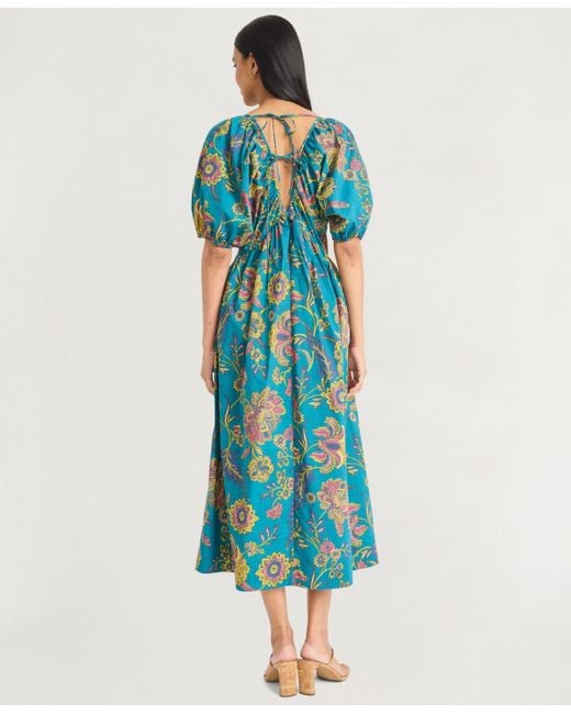 The Good Journey Blue Paisley Printed Midi Dress