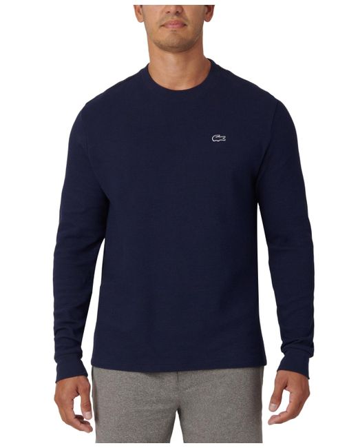 Lacoste Blue Waffle-knit Thermal Sleep Shirt for men