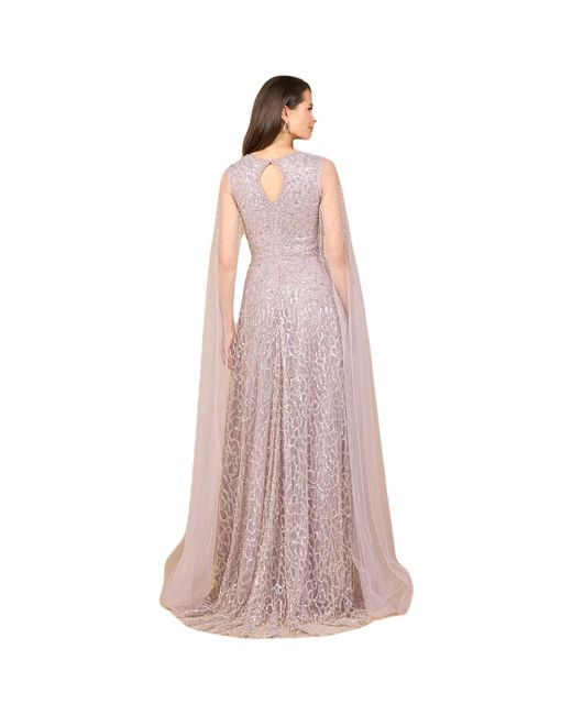Lara Pink Beaded Lace Gown