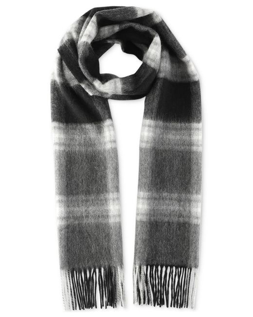 Club Room Black Maxwell Plaid Cashmere Scarf for men