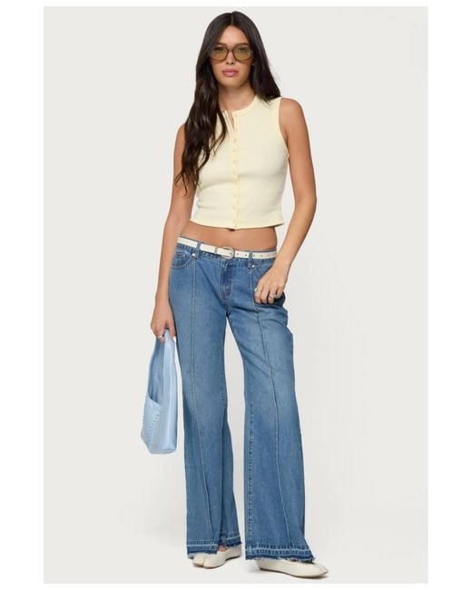 Edikted Natural Basel Button Up Tank Top
