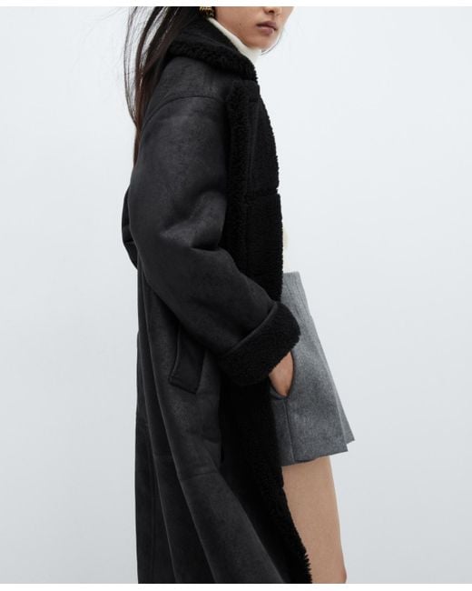 double faced faux shearling coat