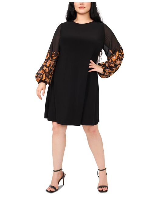 Msk Plus Size Printed Chiffon sleeve Shift Dress in Black Lyst