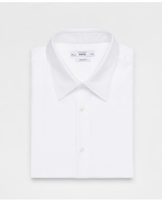 Mango White Regular-fit Structured Dress Shirt
