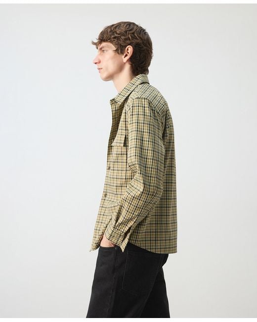Mango Green Plaid Print Button Jacket for men
