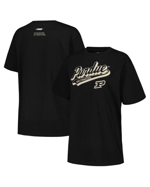 Pro Standard Black Purdue Boilermakers Script Tail Oversized Boyfriend T-shirt