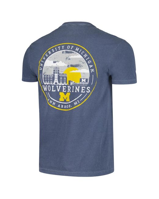 Image One Blue Michigan Wolverines Striped Sky Comfort Colors Pocket T-shirt for men