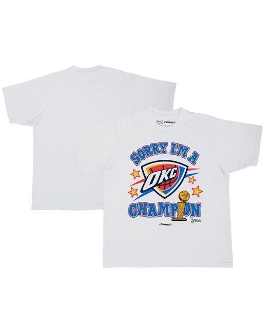 Stadium Essentials White And Oklahoma City Thunder 2025 Nba Finals Champions Sorry I'm A Champion Urban T-shirt