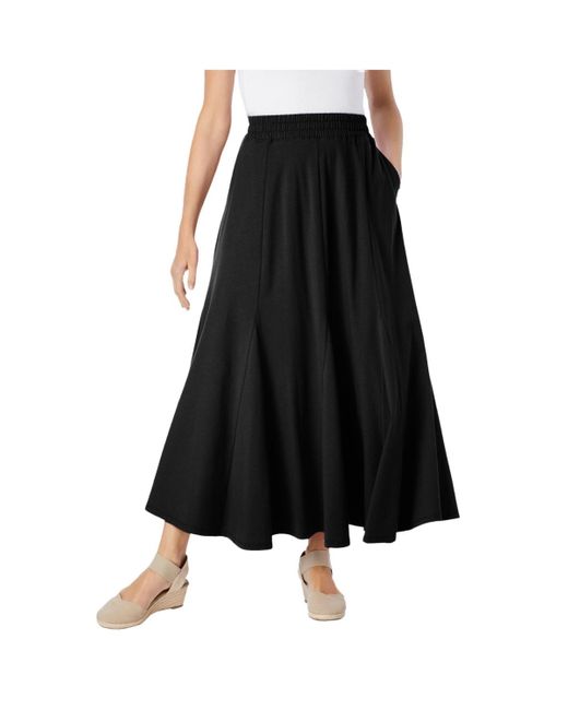 Woman Within Black Within Wide Elastic Waist Skirt