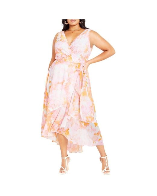 City Chic Pink Plus Size Aliya Print Maxi Dress