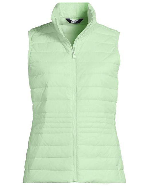 Lands' End Green Plus Size Wanderweight Packable Down Vest