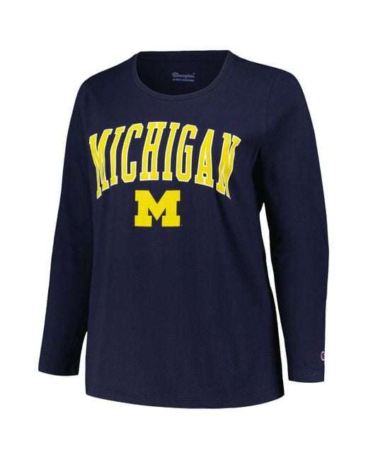 Profile Michigan Wolverines Plus Size Arch Over Logo Scoop Neck Long ...
