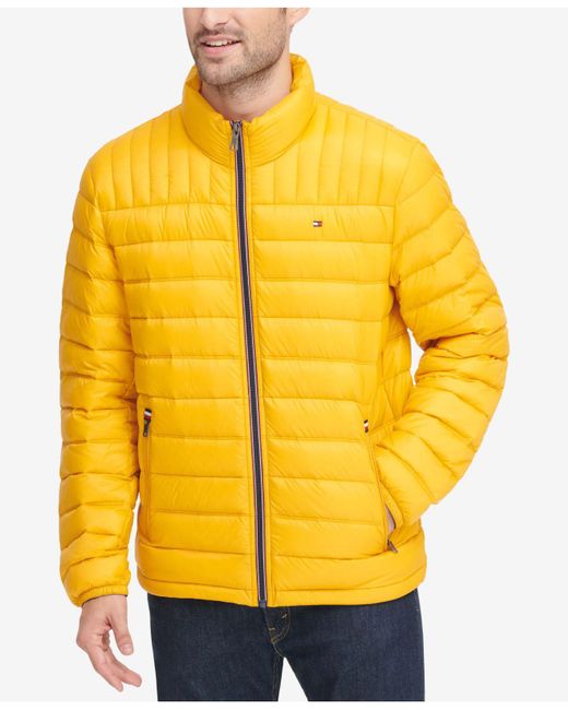 yellow tommy hilfiger bubble coat