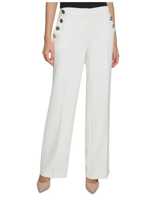 Karl Lagerfeld White Button-pocket Wide-leg Sailor Pants