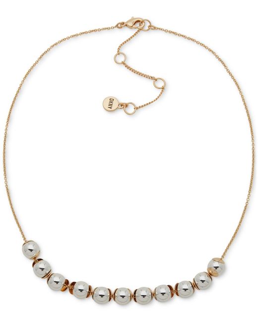 DKNY Metallic Two-tone Bead Statement Necklace