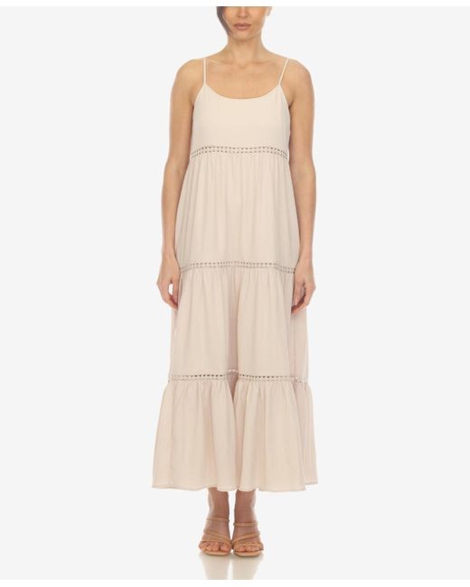 White Mark Scoop Neck Tiered Maxi Dress in Natural | Lyst