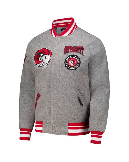 Pro Standard Gray Winston-salem State Rams Crest Wool Full-zip Jacket for men