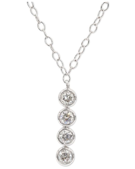 Macy's Metallic Diamond Four Bezel 18" Pendant Necklace (1/3 Ct. T.w.