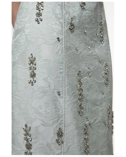 Karen Millen White Crystal Embellished Strapless Midi Dress
