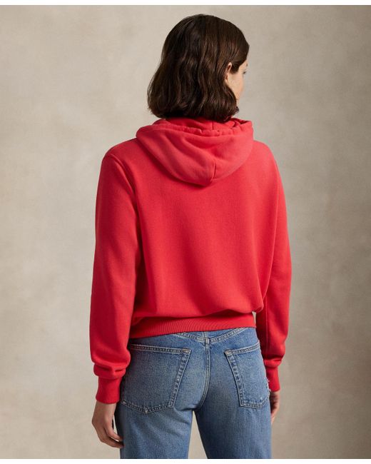 Polo Ralph Lauren Red Big Pony Lightweight Fleece Zip Hoodie Sweatshirt