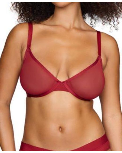 CUUP Red The Plunge Mesh Bra