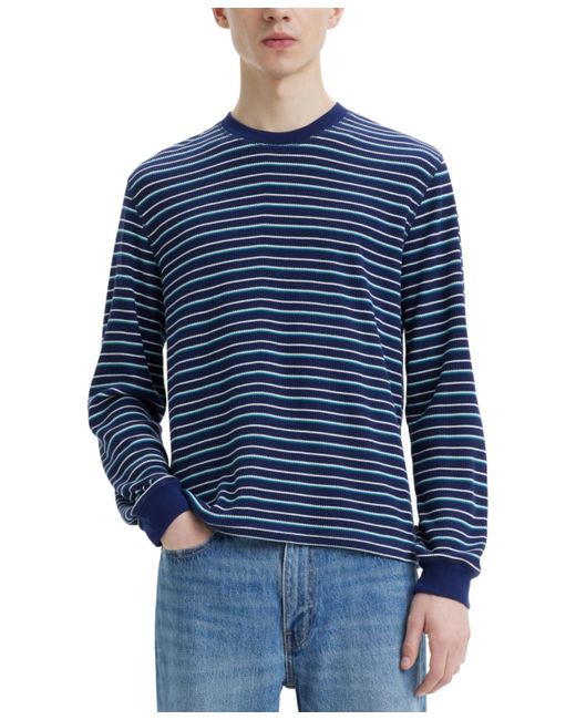 Levi's Blue Waffle Knit Thermal Long Sleeve T-shirt for men